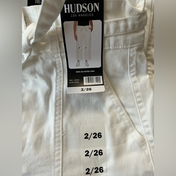 New Hudson Women’s Wide Leg Belted white Jean - Picture 7 of 12